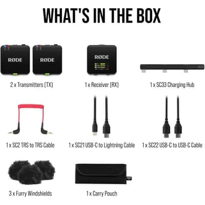 RODE Wireless GO (Gen 3) 2-Person Compact Digital Wireless Microphone Recorder Black Bundle with Grade Lavalier Lapel Microphone (2 Pack), Kellards Cleaning Cloth image 7