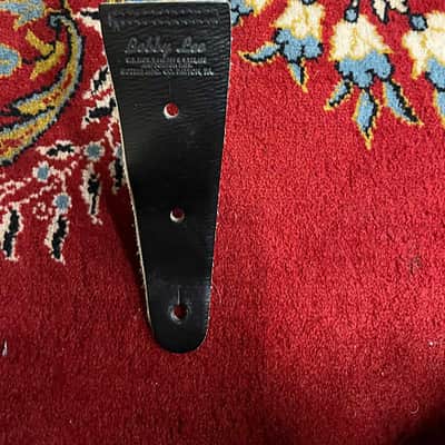 Bobby Lee Black blue orange paisley and black leather guitar strap 1960s image 4