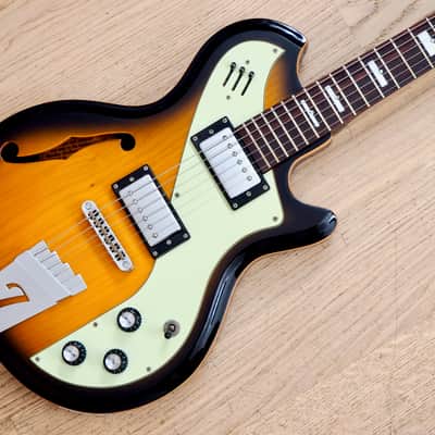 Italia Mondial Deluxe Sunburst Electric Guitar Semi Hollow w/ Piezo image 1