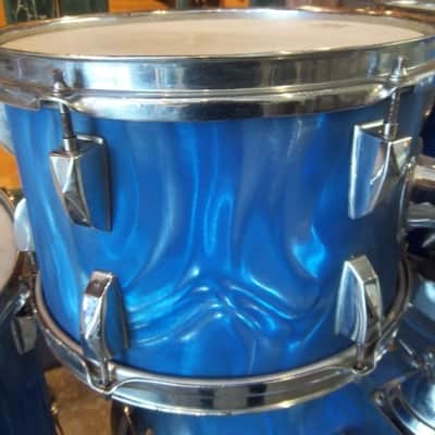 Modern Drum Shop New York City Custom Designed 4 Piece Drum Set Blue Swirl image 4