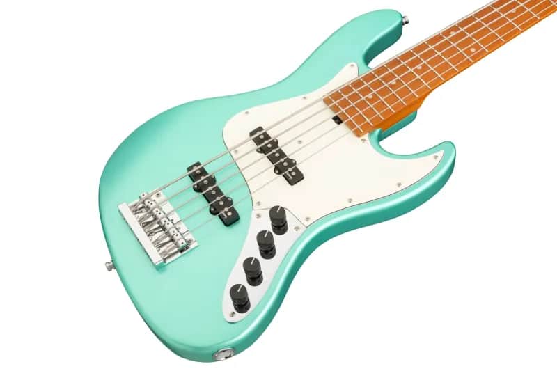 Sadowsky MetroExpress 21-Fret Vintage J/J Bass, Roasted Maple Fingerboard, 5-String - Solid Sage Green Metallic High Polish image 1