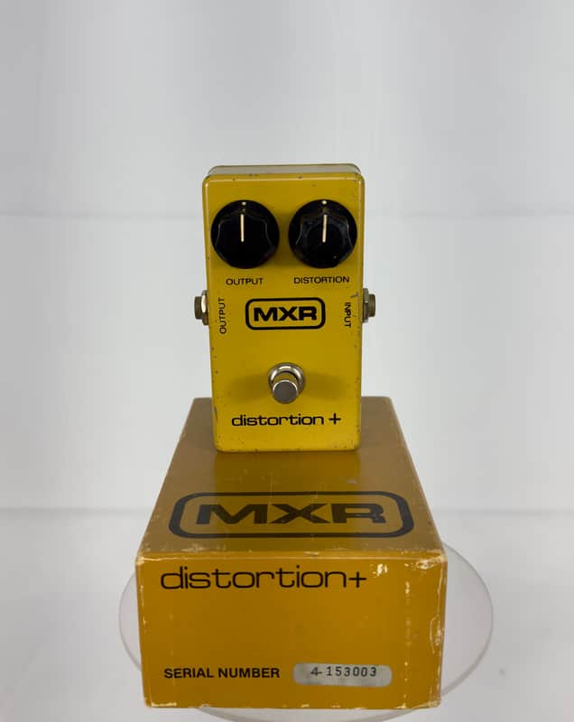 MXR Distortion + S/N 4-153003 Block Logo Distortion Pedal W/ Box 1980 - Yellow image 1