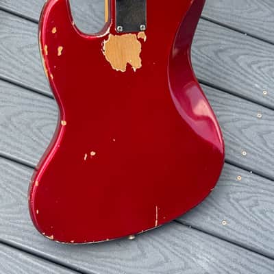 Fender Jazz Bass 1964 - a stunning January '64 Candy Apple Red Metallic example w/Green'gard & Clay Dots ! image 6