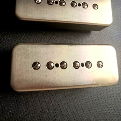 SOAP BAR P90 Pickups SET METAL Non-Plated Nickel Silver Cover Vintage  Gibson Epiphone Custom Shop Q image 4