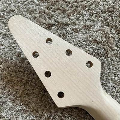 DIY Project Guitar Flying V Style Kit, Mahogany Body, Maple Neck, Rosewood Fingerboard image 8