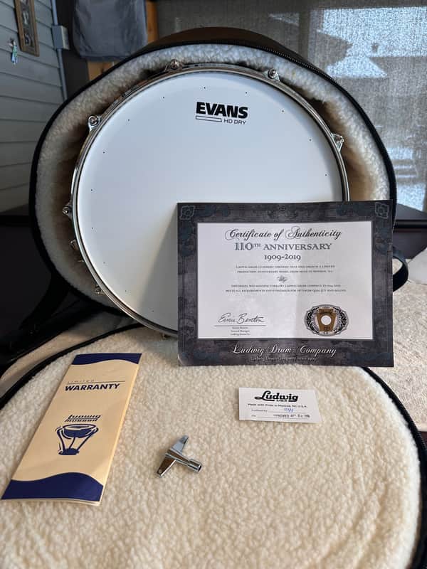 Ludwig 110th anniversary aged exotic 6.5 x14 snare drum - Natural image 1
