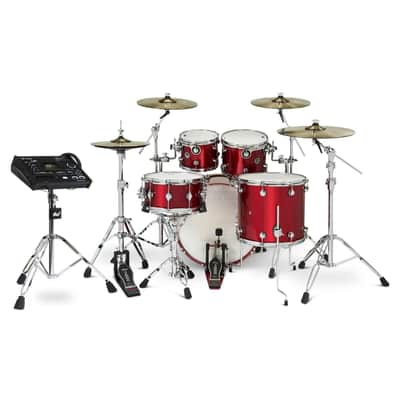 DW DWe 5pc Complete Electronic/Acoustic Drum Set w/Roland V71 Black Cherry Metallic image 3