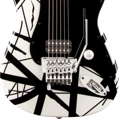 EVH Striped Series Electric Guitar White with Black Stripes image 1
