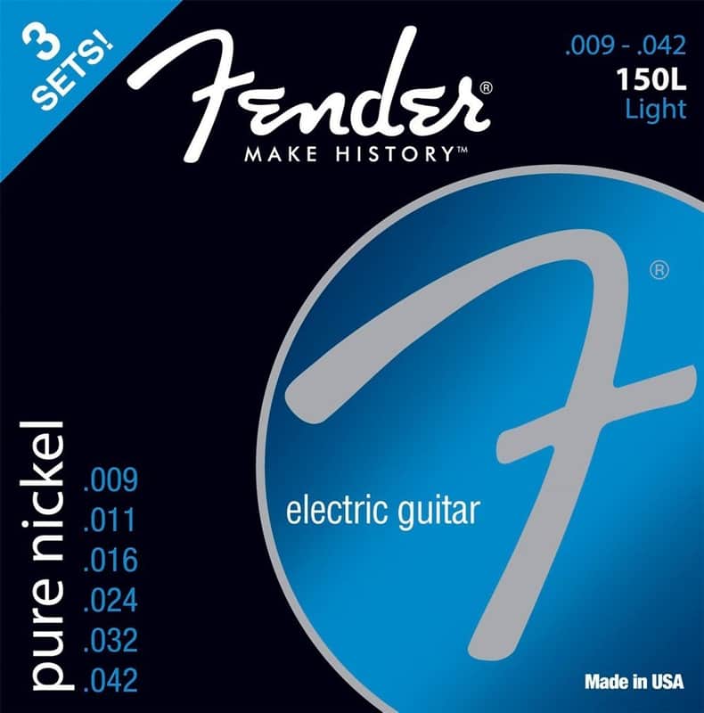 3-PACK of Fender 150L Pure-Nickel Electric Guitar Strings - LIGHT 9-42 image 1