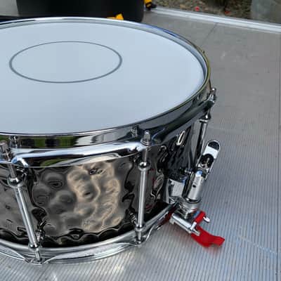 Premier Drums 14" x 5.5" Brass Hammered Snare Drum Black Chrome 2608 +hardcase (Steve White) image 5