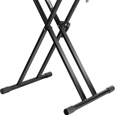 Heavy-Duty, Double-X, Pre-Assembled, Infinitely Adjustable Piano Keyboard Stand with Locking Straps, Black image 1