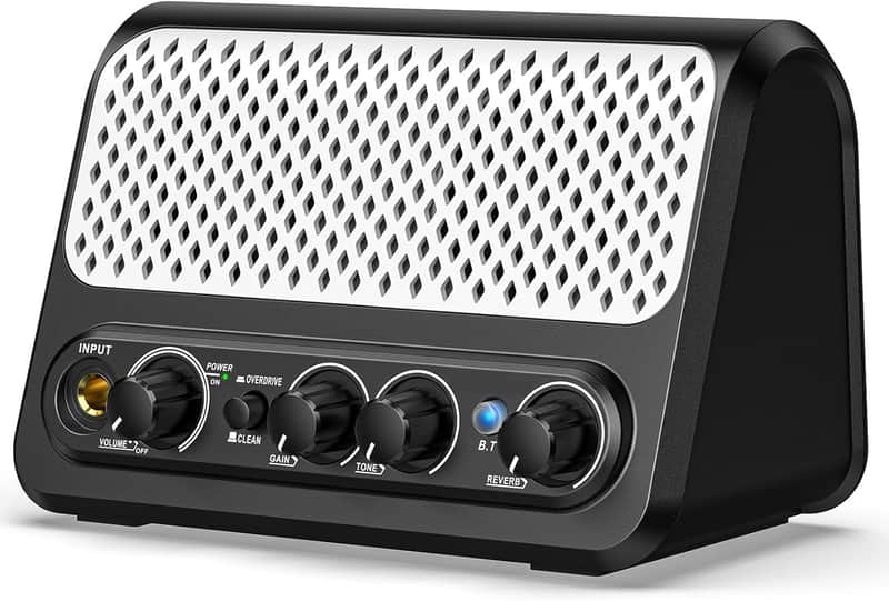 Mini Guitar Amp,10W Portable Electric Guitar Amplifier with Clean & Overdrive Channel,Bluetooth Small Guitar Amp for Practice (Black-White) image 1