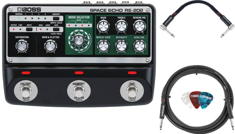 Boss RE-202 Space Echo Delay and Reverb Effects w/ Instrument Cables image 1