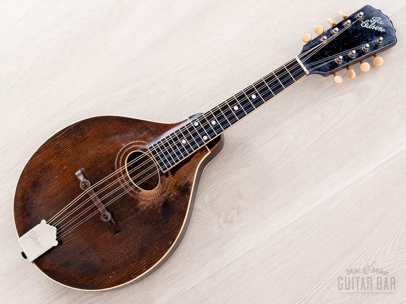 1919 Gibson Style A-2 Vintage A-Style Carved Top Mandolin Sheraton Brown w/ Faultless Case image 1
