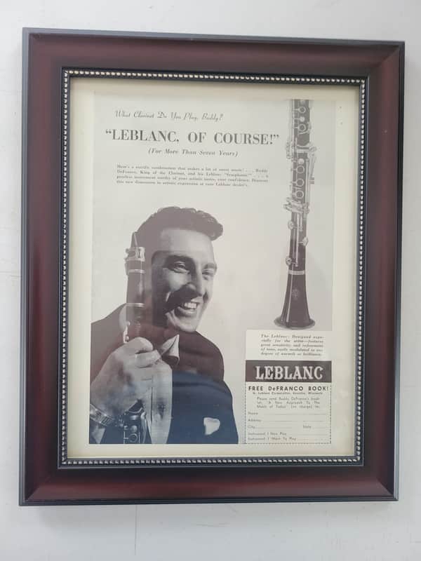1959 Leblanc Horns Promotional Ad Framed Buddy DeFranco Original image 1