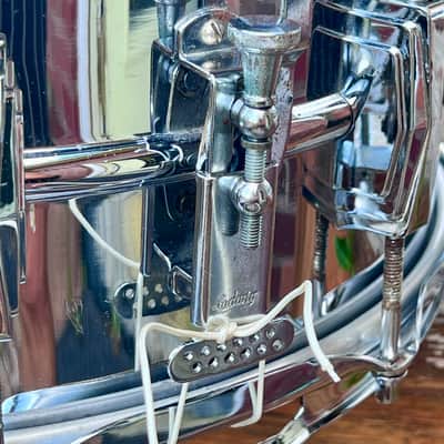 Vintage 1960’s Ludwig LM 402 Supraphonic 6.5x14" 10-Lug Aluminum Snare Drum with Keystone Badge - CLEAN image 4