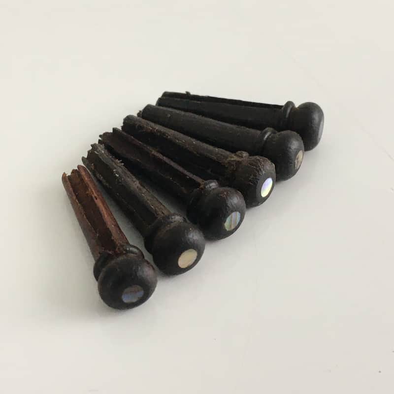 Six Solid Hard Rosewood Guitar Bridge 6 Pins Acoustic Guitar Inlaid Abalone Dot! image 1