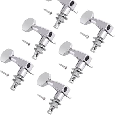 Sealed String Tuning Pegs Tuning Machines Grover Machine Heads Tuners Tuning Keys 6 In Line for Right Handed Acoustic Guitar or Electric Guitar Chrome. image 2