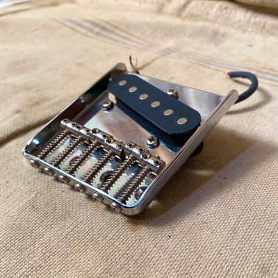 Used Unbranded-Aftermarket Telecaster Guitar 6 Saddle Bridge, Plate & Pickup Chrome image 2