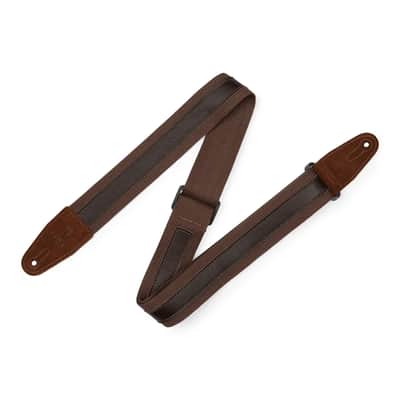 Levy's MC2CG 2 Inch Cotton / Leather Guitar Strap - Brown image 2