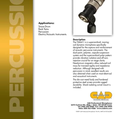 Four (4) CAD TSM411 Supercardioid Dynamic Microphone 2010s - Champagne image 6