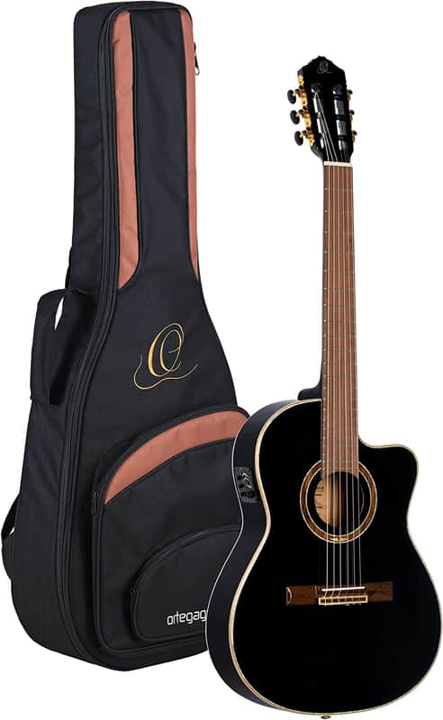 ORTEGA SOLID TOP THINLINE ELECTRIC-CLASSICAL GUITAR (RCE138-T4BK) image 1