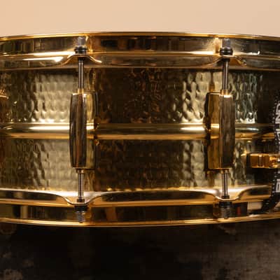 Pearl 5.5x14 Jimmy DeGrasso Signature Hammered Brass Snare Drum image 8
