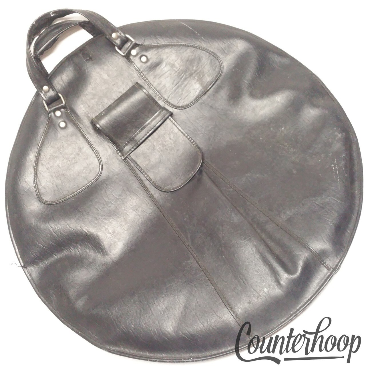 Leather 22" Cymbal Bag Vintage 80s Ride/Crash Soft Shell Case Protective Travel — main photograph