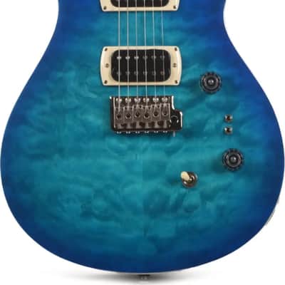 PRS SE Custom 24-08 Quilt Electric Guitar, Ebony Fingerboard, Lake Blue image 2