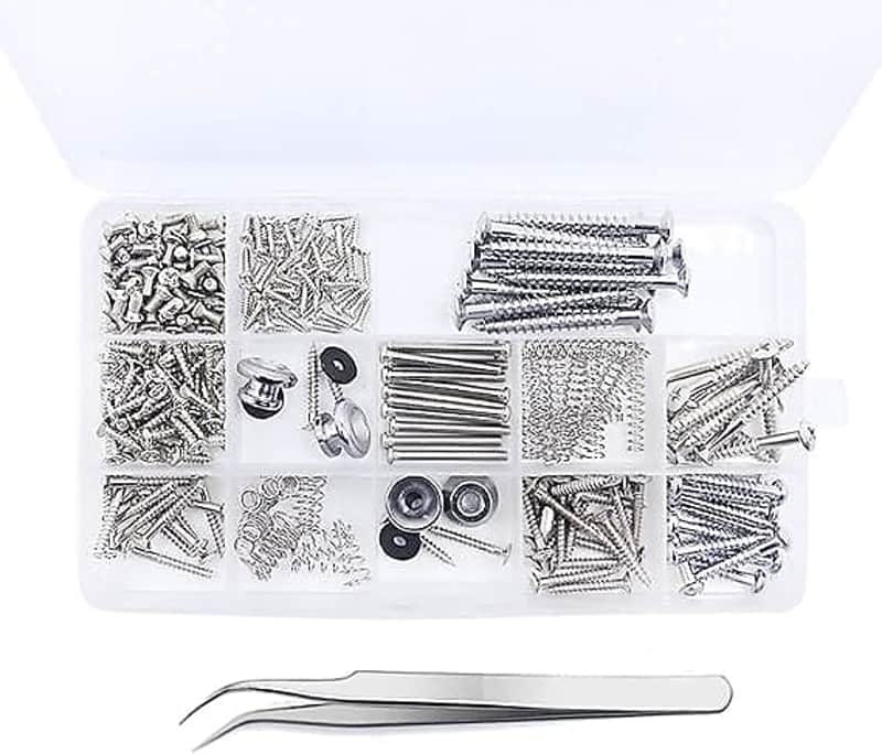 254 Pieces Electric Guitar Screw Kit (9 Types) with Springs for Electric Guitar Bridge, Pickup, Pickguard, Tuner, Switch, Neck Plate, Guitar Strap Buttons and a Tweezers image 1