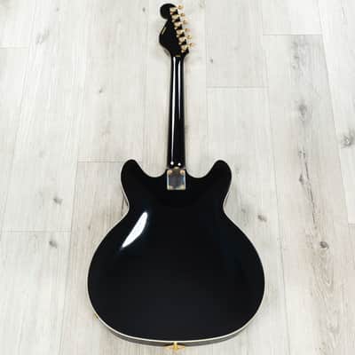 Mint Hagstrom '67 Viking II Hollow-Body Guitar, Resinator Fretboard, Black Gloss image 5