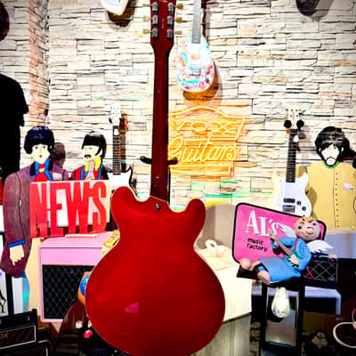 Vintage Guitar  VINTAGE LVSA500CR Red LEFT HANDED Zurda Thin Line SEMI ACOUSTIC GUITAR    Cherry Red image 10