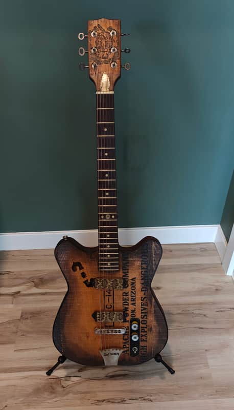 One-of-a-Kind Schoen Guitar – Ammo Box Wood, Bullet Casing Details, Rattlesnake Skin & Mad Max Vibes image 1