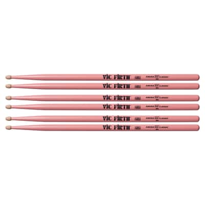Vic Firth American Classic Pink 5A Wood Tip Drum Sticks (3 Pair Bundle)