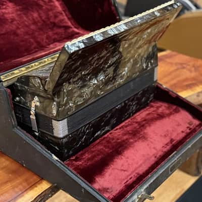 Vintage 120 Bass Full Size Harmonium Piano Accordion Black MOP With Case image 6