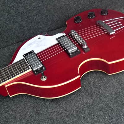 Hofner HI-459-PE-RD Beatle 6 String Electric Guitar Violin Body Shape Metallic Red image 4