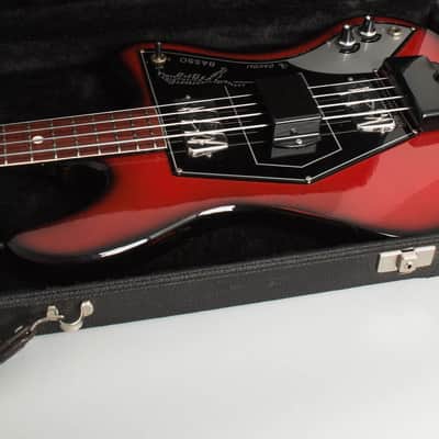 Wandre  Tigre Semi-Hollow Body Electric Bass Guitar (1965), black tolex hard shell case. image 12