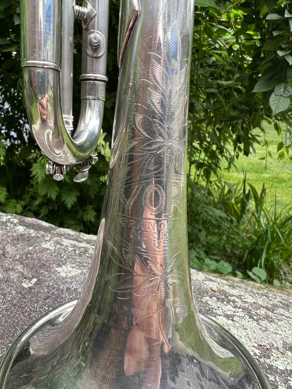 Antique York Professional Cornet #108179 Silver Plate c.1935 — Patent Pistons, Gold Wash Bell, Player Condition image 1