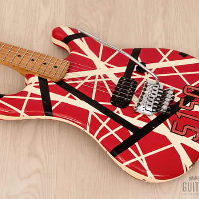 1990s ESP EVH Frankenstrat 5150 VH-250 Striped w/ Floyd Rose, Japan image 9