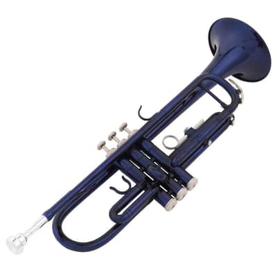 Blue Bb Trumpet – Beginner Brass Student Band Instrument with Case image 2