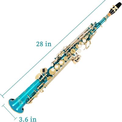 Bb Soprano Saxophone Straight Sax Instruments for Beginners Intermediate Players with Carrying Case,Mouthpiece,Pads,Reed,Cleaning kit,neck Strap,White Gloves image 2