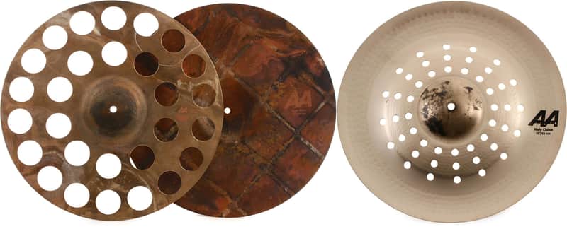 Sabian 18 inch AA Sick Hi-hat Cymbals  Bundle with Sabian 17 inch AA Holy China Cymbal - Brilliant Finish image 1