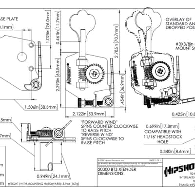 Hipshot BT3 Xtender Key Extender D-Tuner for Pre-CBS Fender Bass - BLACK image 2