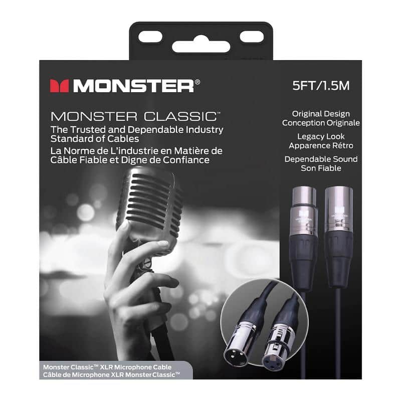 Monster Classic Microphone 5ft/1.5m XLR M/F (60001) - Black image 1
