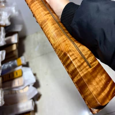 22 frets gloss Roasted Flame Maple Electric Guitar neck 25.5in parts image 4