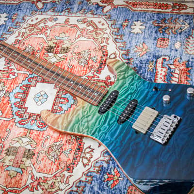 SUHR USA Custom Modern Quilt "Aqua Blue Gradient + Rosewood" (2016) image 5
