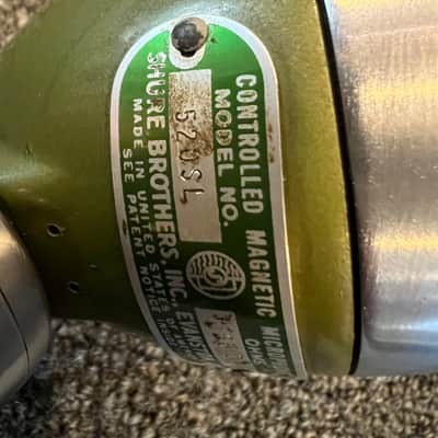 Shure 520SL Microphone Green Bullet on s-36 Stand with Squeeze on off switch 1950’s - Green image 6