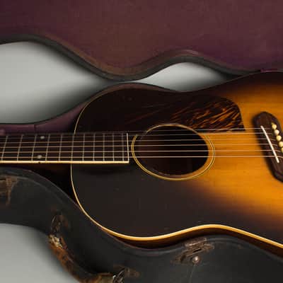 Gibson  J-55 Flat Top Acoustic Guitar (1940), ser. #758F-14, original black - red line hard shell case. image 13