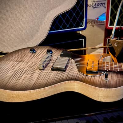 Nik Huber LEFT HANDED  KRAUSTER II “ Custom Shop” KORINA &  Super Flame Top  2016  Charcoal Black image 10