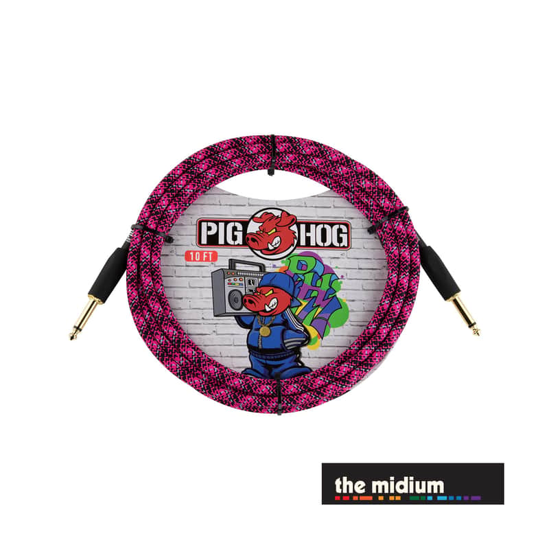 Pig Hog Graffiti Series 1/4" TS Instrument Cable – Pink Graffiti – (Multiple Lengths) - PCH10GPK 10' (10 ft.) image 1